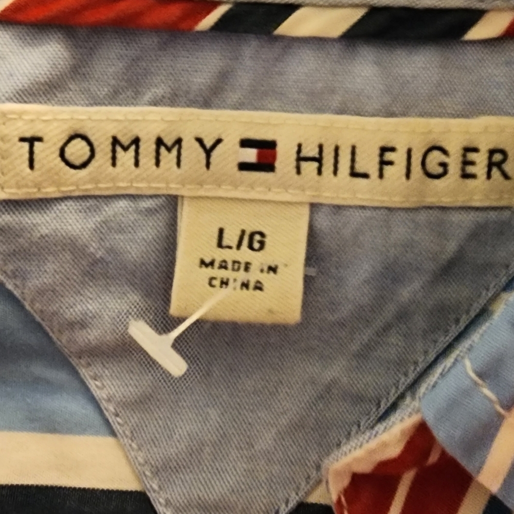 Tommy Hilfiger Western Red White Blue Stripe Button Front Shirt Womens - Picture 5 of 9